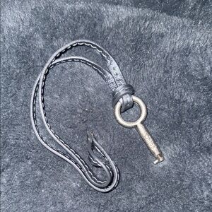 Chloe Silver Key with Dark Gray /Black Leather Strap